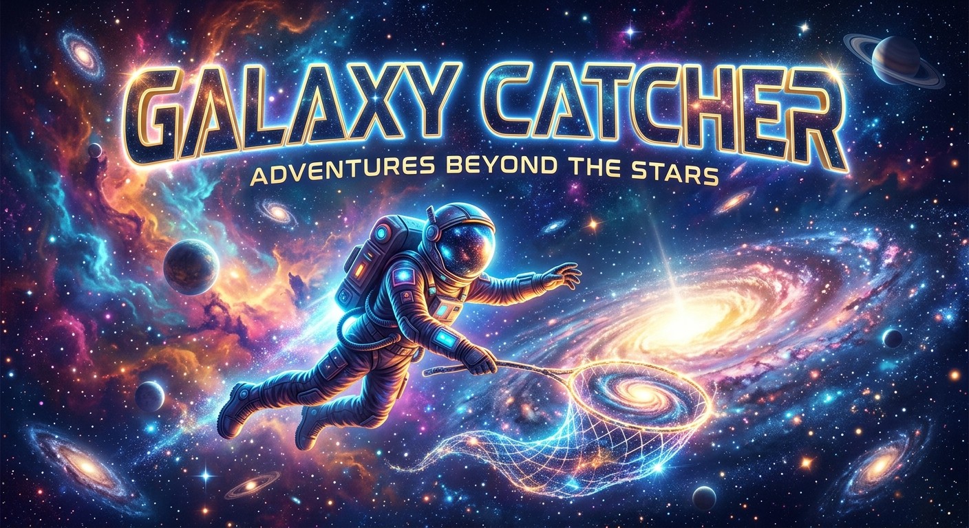 Galaxy Catcher: Adventures Beyond the Stars. An astronaut floats through space, catching a galaxy in a glowing net.
